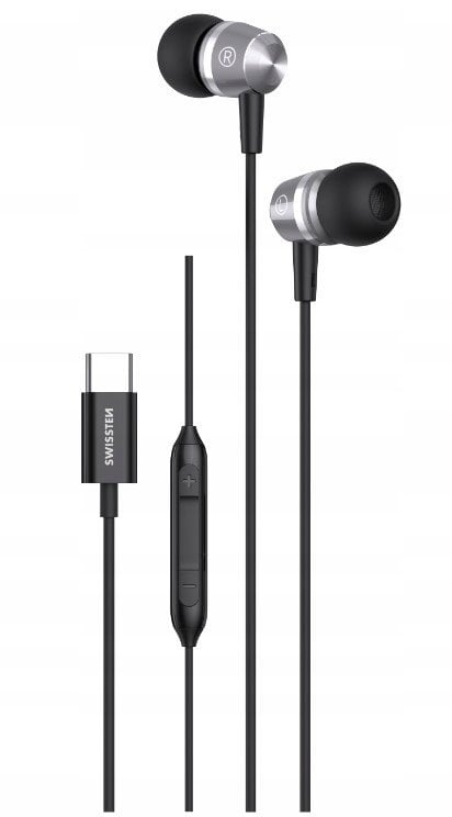 Kufje Swissten Metallic, USB C, me mikrofon, të zeza