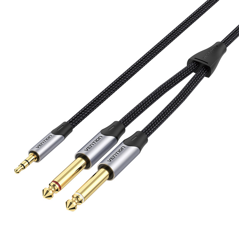 Kabllo audio Vention BARHL, 3.5mm në 2x 6.35mm, 10m, e zezë