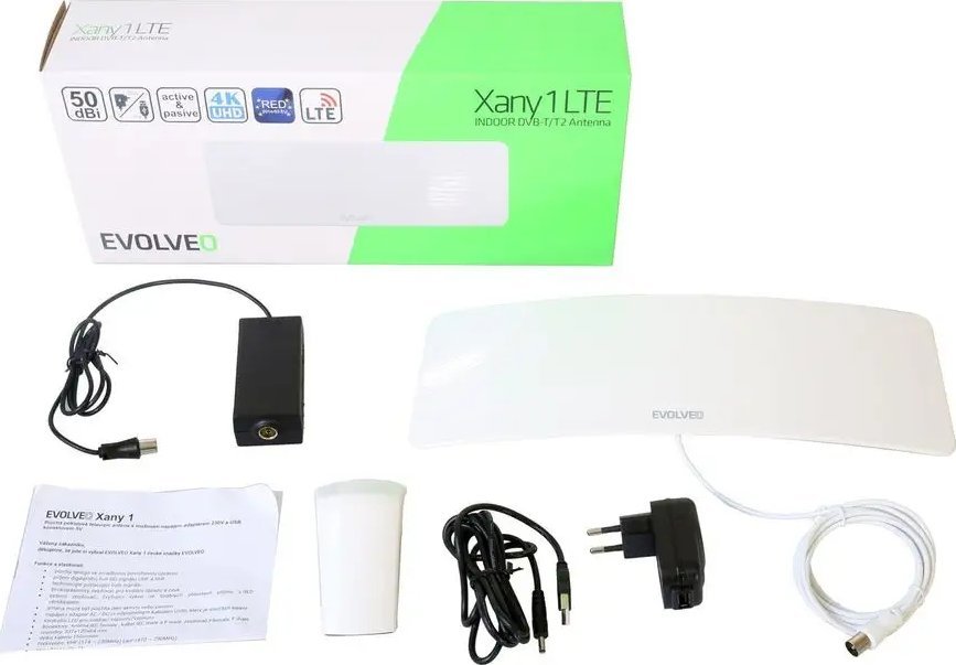 Antena e brendshme Evolveo Xany 1 LTE, DVB T T2, me filtër LTE, e zezë