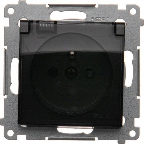 Prizë Kontakt Simon 54 DGZ1BZ.01/49A, modul IP44 16A 250V, kapak transparent, e zezë mat