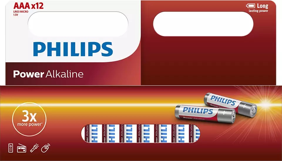 Bateri Philips LR03P12W/10, power alkaline AAA / 12
