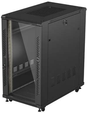 Kabinet rrjeti Lanberg Rack 19" 22U 600x1000, free standing, derë xhami, i zi