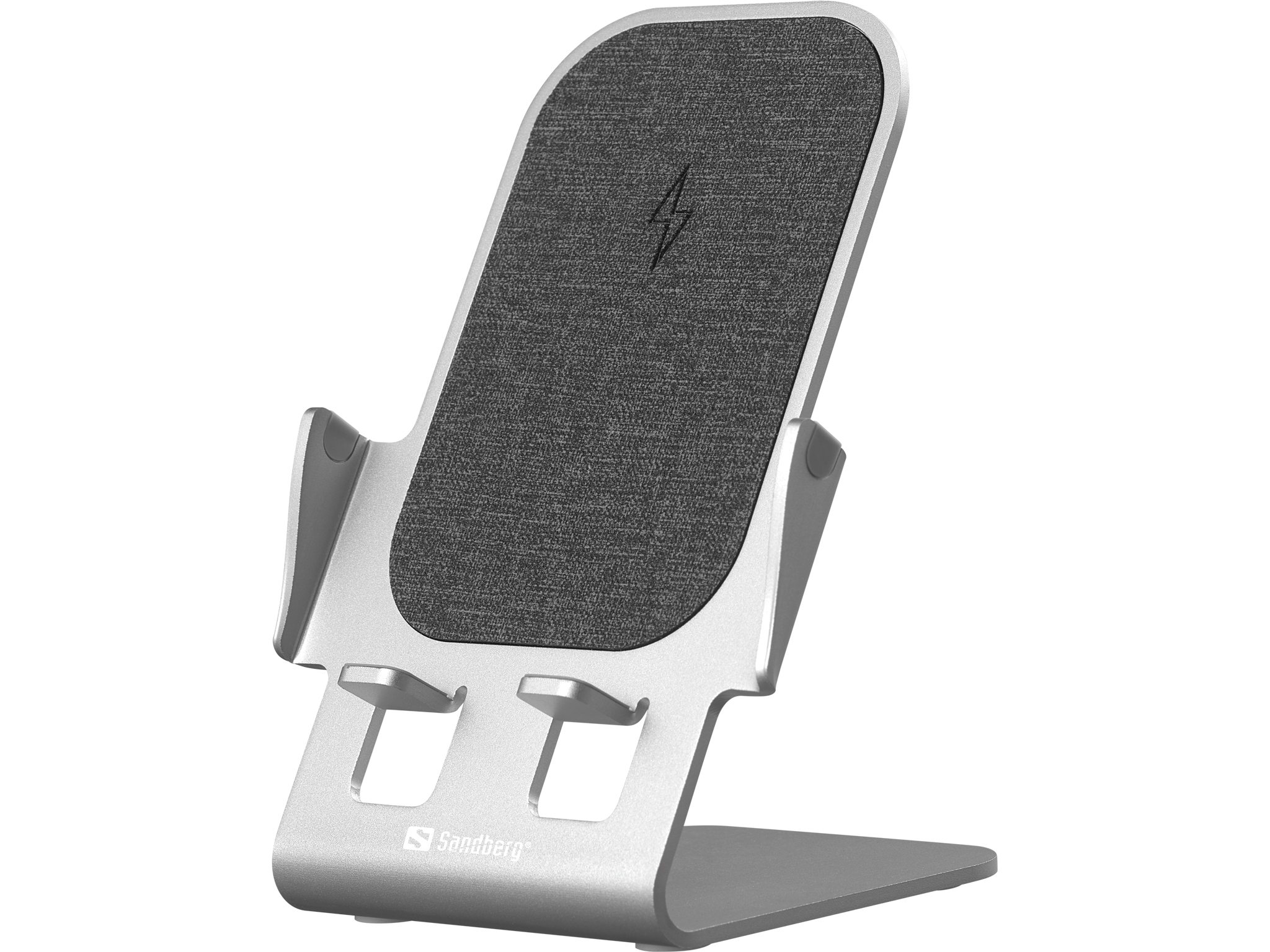 Karikues wireless Sandberg Charger Stand, 15W, alumin, gri argjendtë