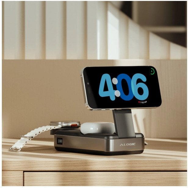 Powerbank ALOGIC Roam, 21000mAh, 6 në 1, wireless Qi2, gri