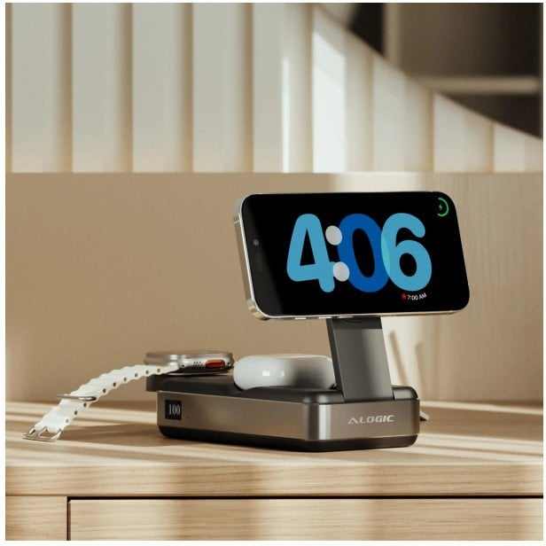 Powerbank ALOGIC Roam, 21000mAh, 6 në 1, wireless Qi2, gri