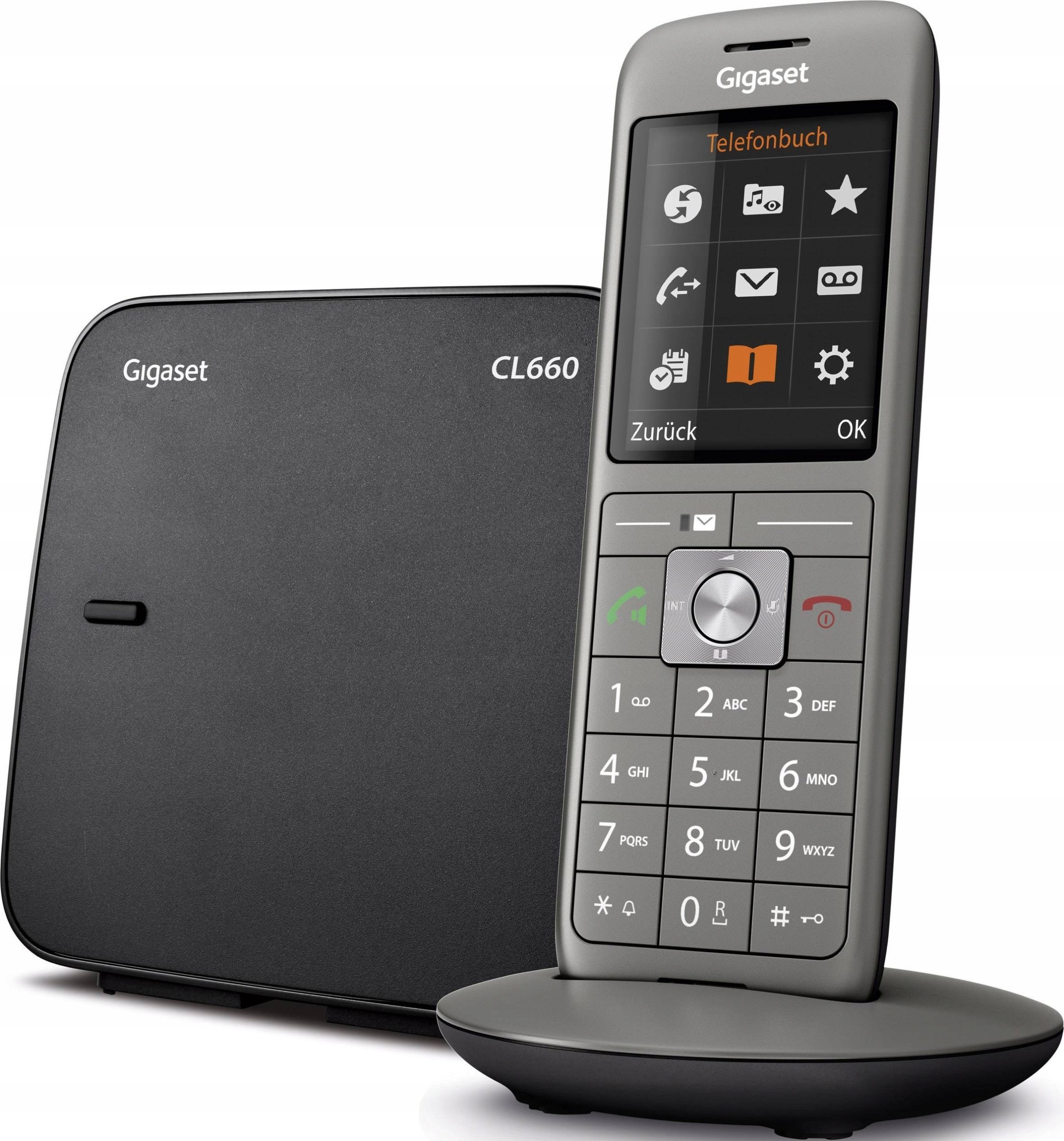 Telefoni pa tela Gigaset CL660 DECT, ekran 2.4", memorie 400 kontakte, antracit e zezë