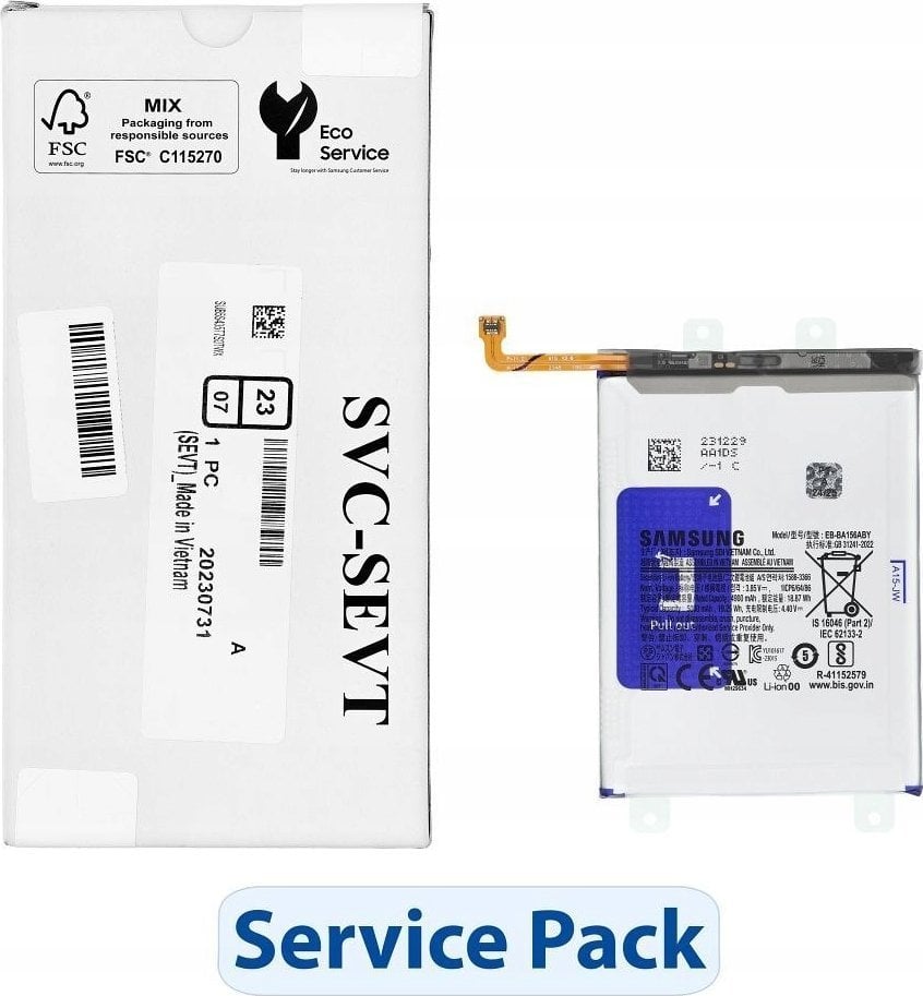 Bateri Samsung ServicePack EB-BA156ABY, për Galaxy A15 A155F A156B, për smartphone