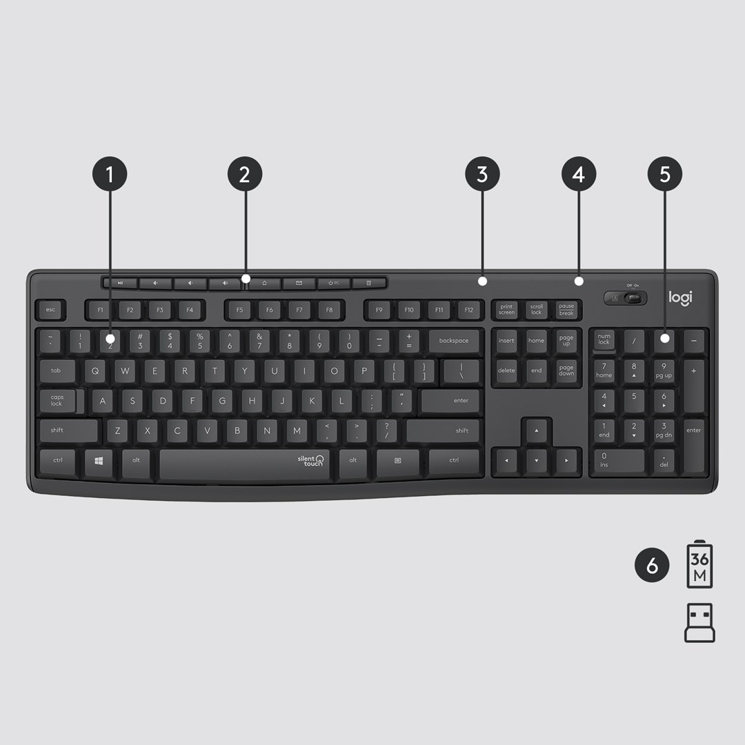Set tastierë + maus Logitech MK295 Silent, i zi