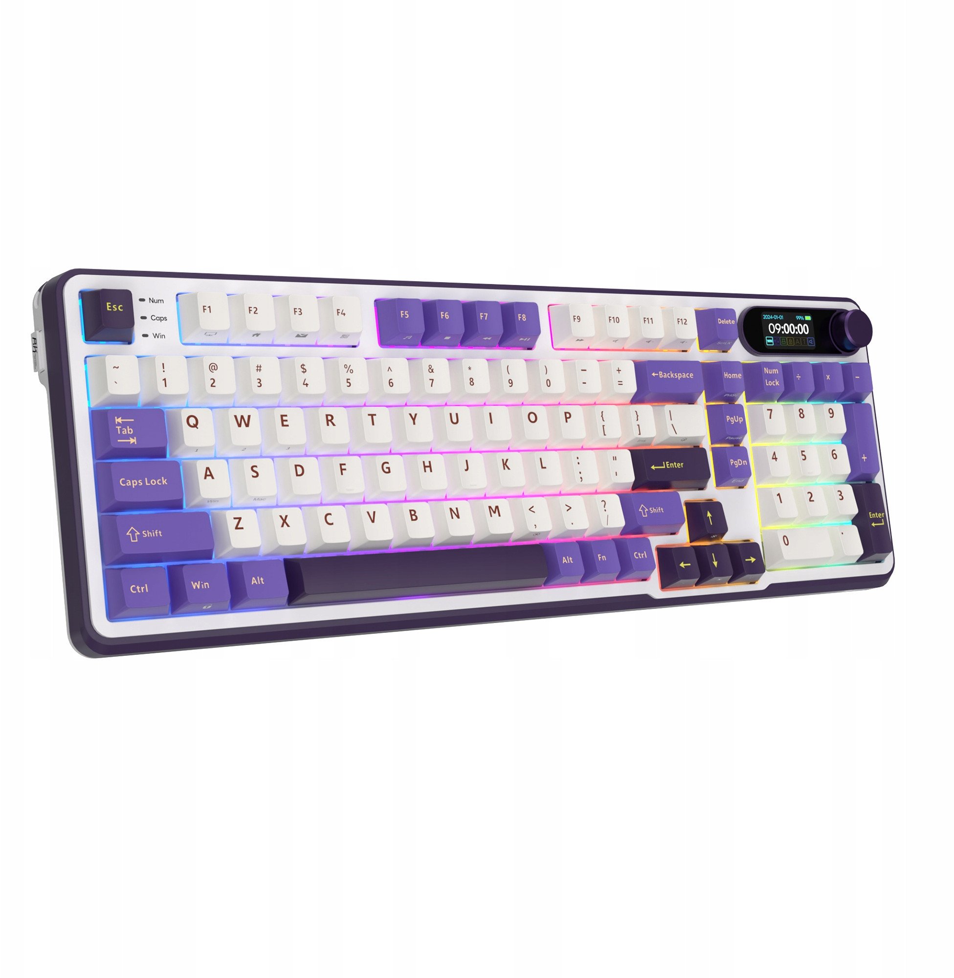Tastierë wireless Royal Kludge RK S98, mekanike 75%, RGB, e bardhë vjollcë