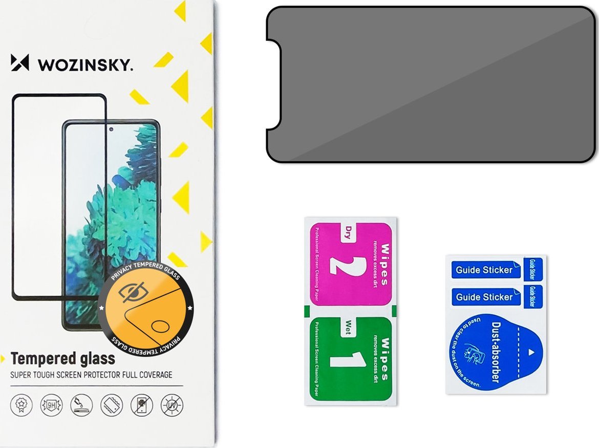 Xham mbrojtës Wozinsky Privacy Glass për iPhone 15 Pro Max, filtër anti-spy, xham i temperuar, i zi