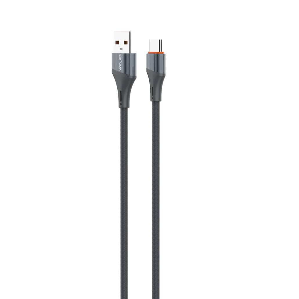 Kabllo USB Serioux USB A në USB C, 2m, 30W, gri