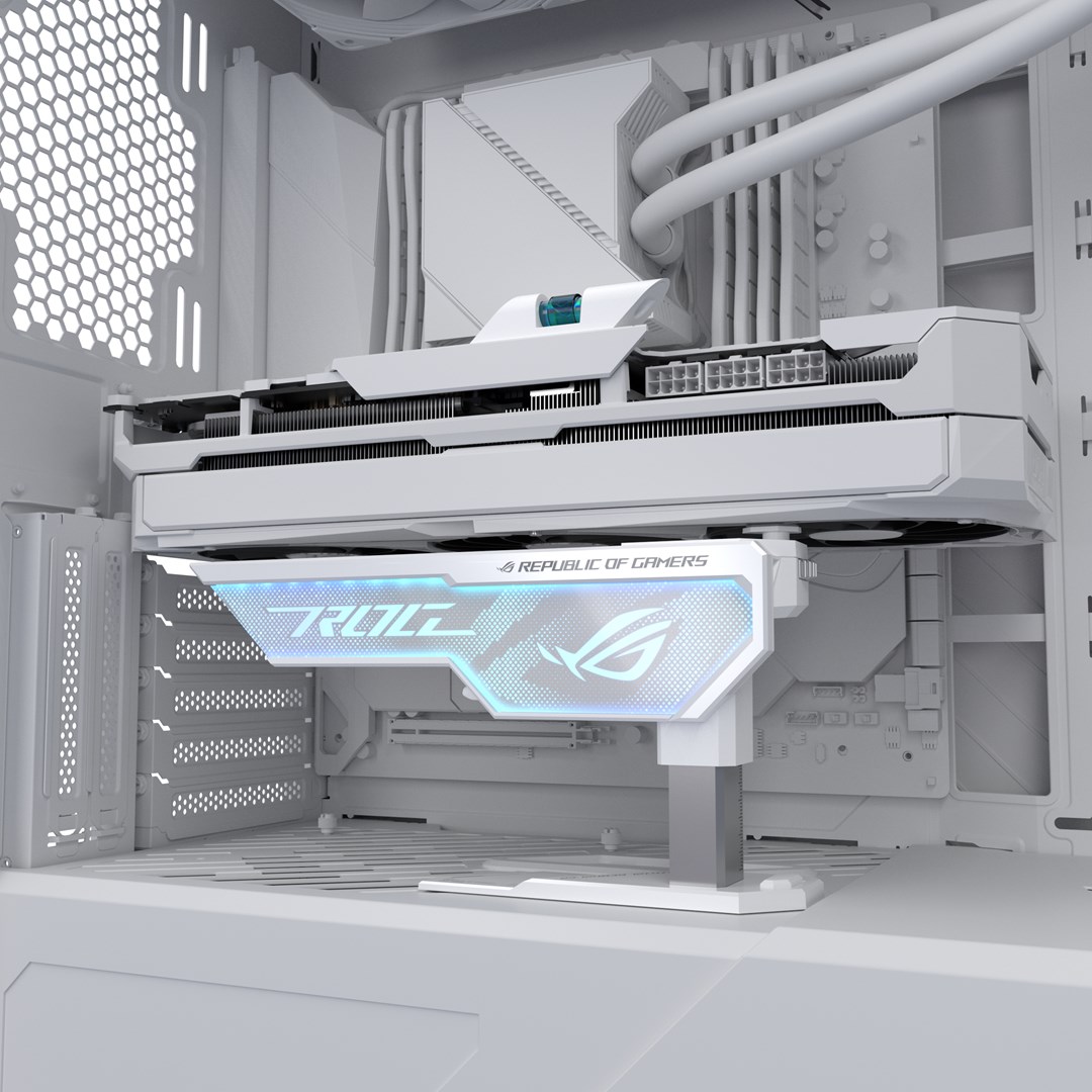 Mbajtës kartele grafike ASUS ROG Herculx, i rregullueshëm, me ndriçim RGB, i bardhë