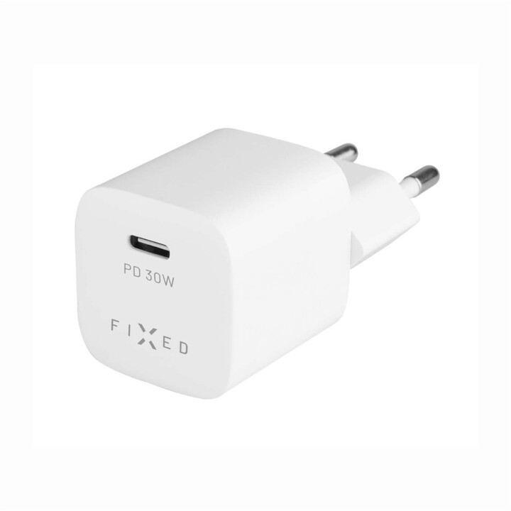 Karikues FIXED Mini USB-C, PD, 30W, USB-C - USB-C, 1m, bardhë