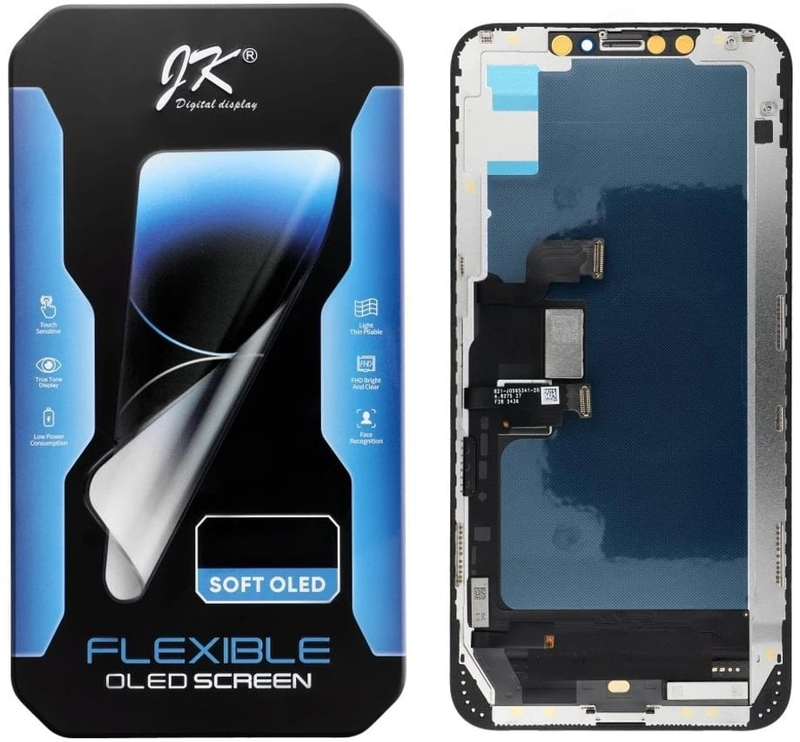 Ekran Zila JK JK për iPhone XS Max, Soft OLED, zëvendësues, i zi