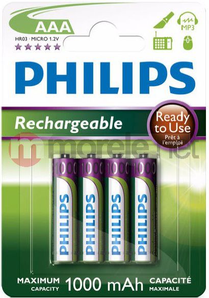 Bateri e rikarikueshme Philips R03B4RTU10/10 AAA, 1000mAh, NiMH