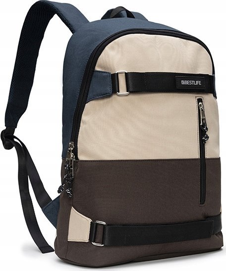 Çantë shpine Bestlife COL-Skate, për laptop 14.1", poliester, kafe