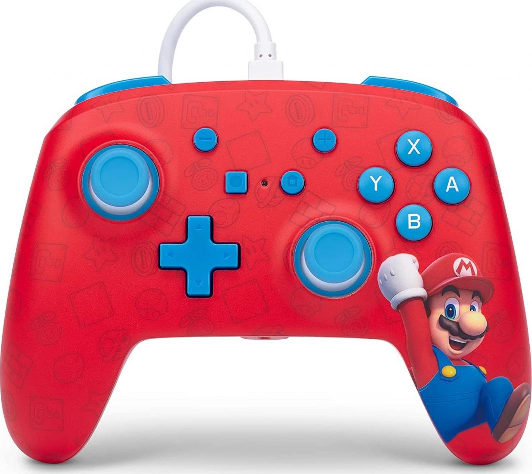 Контролер PowerA Enhanced Woo hoo! Mario, жичен, црвен