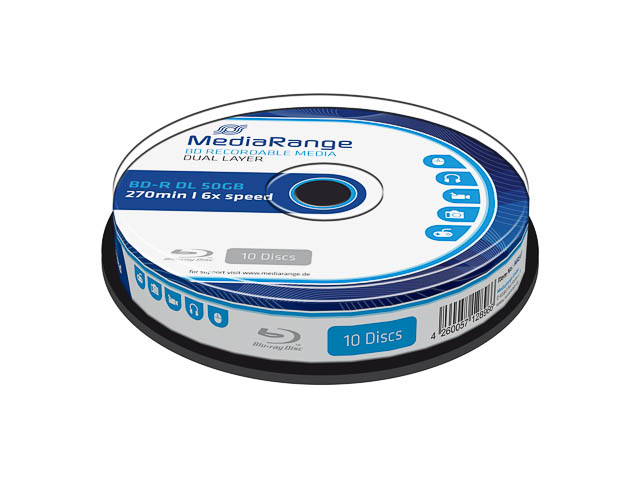 Disqe Blu ray MediaRange BD R DL MR507, 50GB, 6x, 10 copë