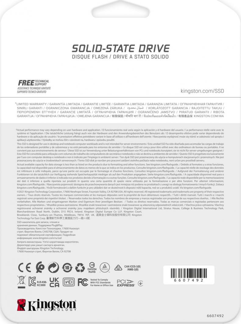 Disk SSD Kingston FURY Renegade 500 GB M.2 2280 PCI-E x4 Gen4 NVMe (SFYRS/500G)