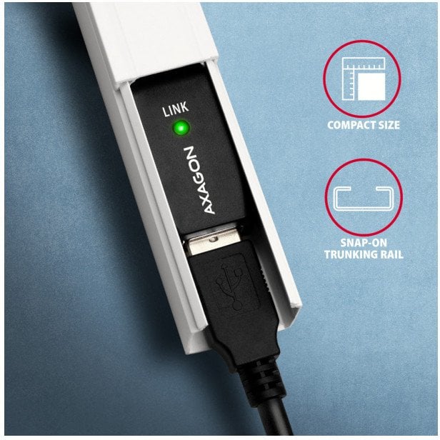 Продолжен кабел USB AXAGON ADR-207, USB 2.0, 7.5m, црн