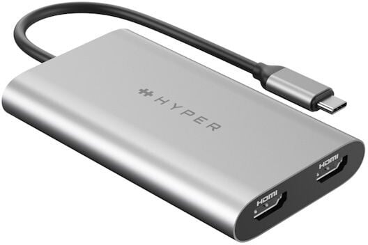 Përshtatës HyperDrive Dual HDMI - USB-C, i argjendtë