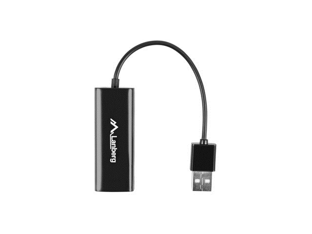 Kartë rrjeti Lanberg NC-0100-01, USB 2.0, 100Mbps, RJ45, e zezë