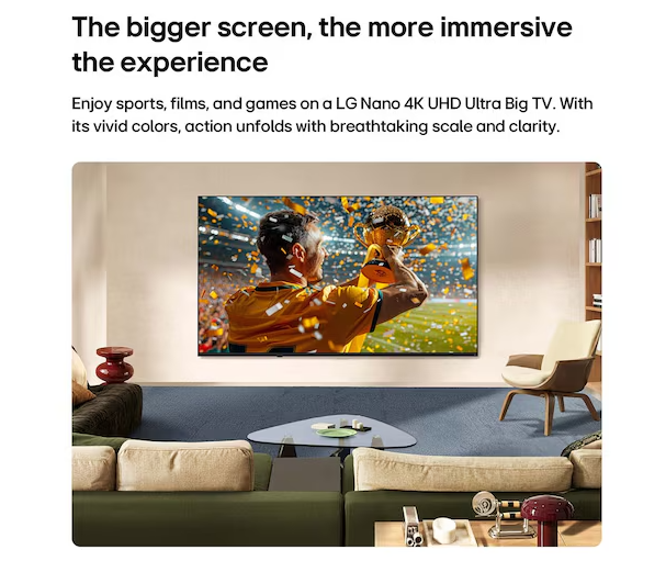 Televizor LED LG 85NU8E0B3LA, 85", 4K UHD, Smart AI, i zi