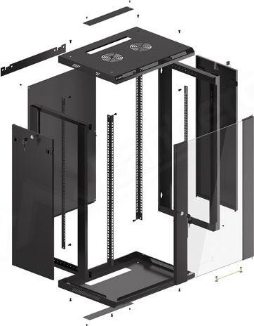 Kabinet Lanberg WF01-6418-10B, 19", 18U, i zi