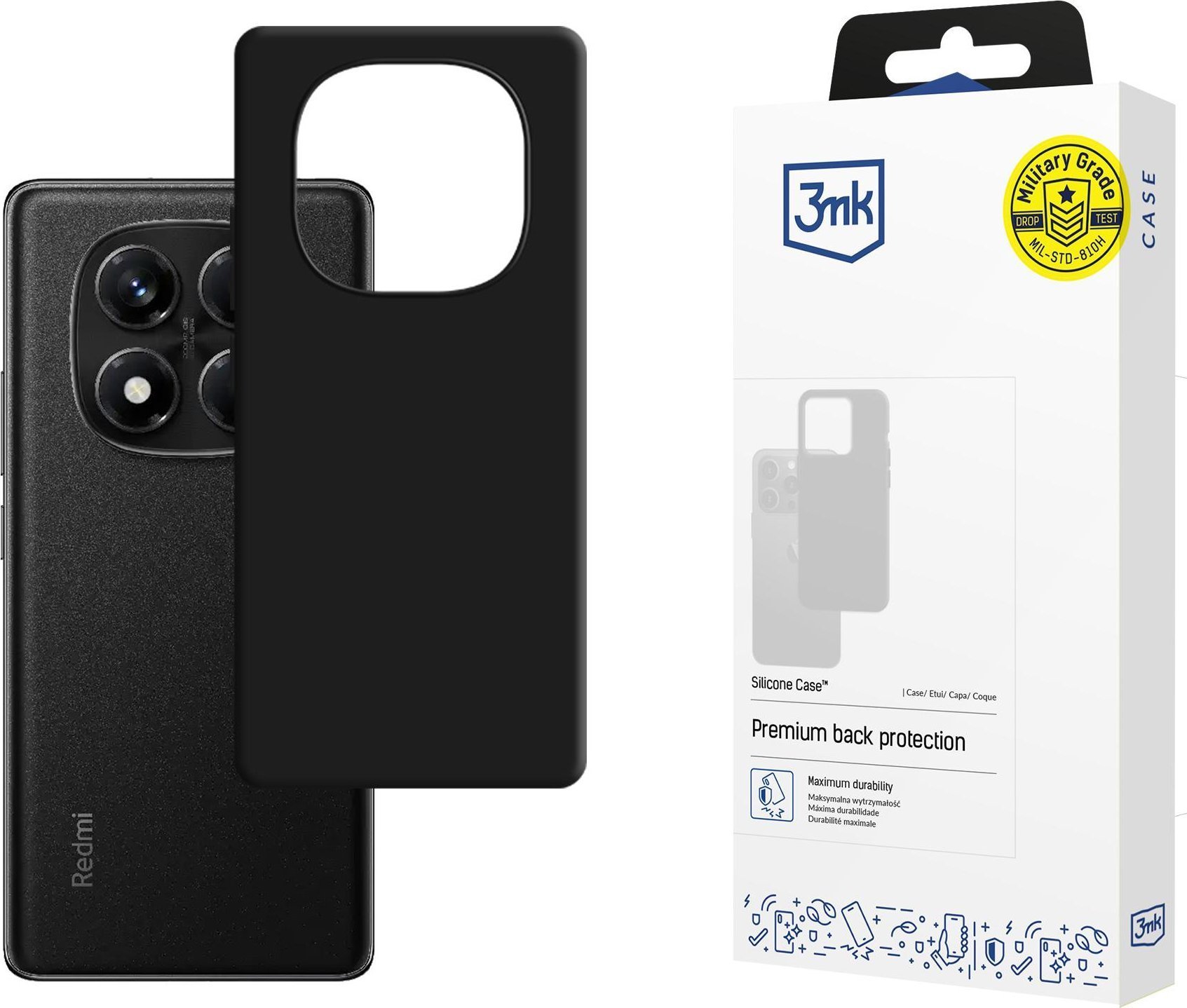 Këllëf silikoni 3mk për Xiaomi Redmi Note 14 Pro 5G, i zi