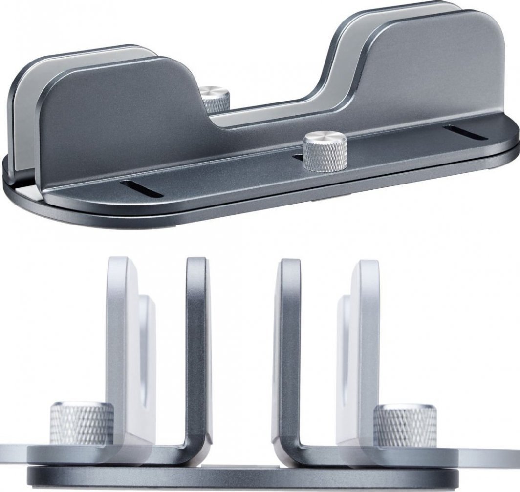 Mbajtëse vertikale për laptop Mozos H1, alumini, gri