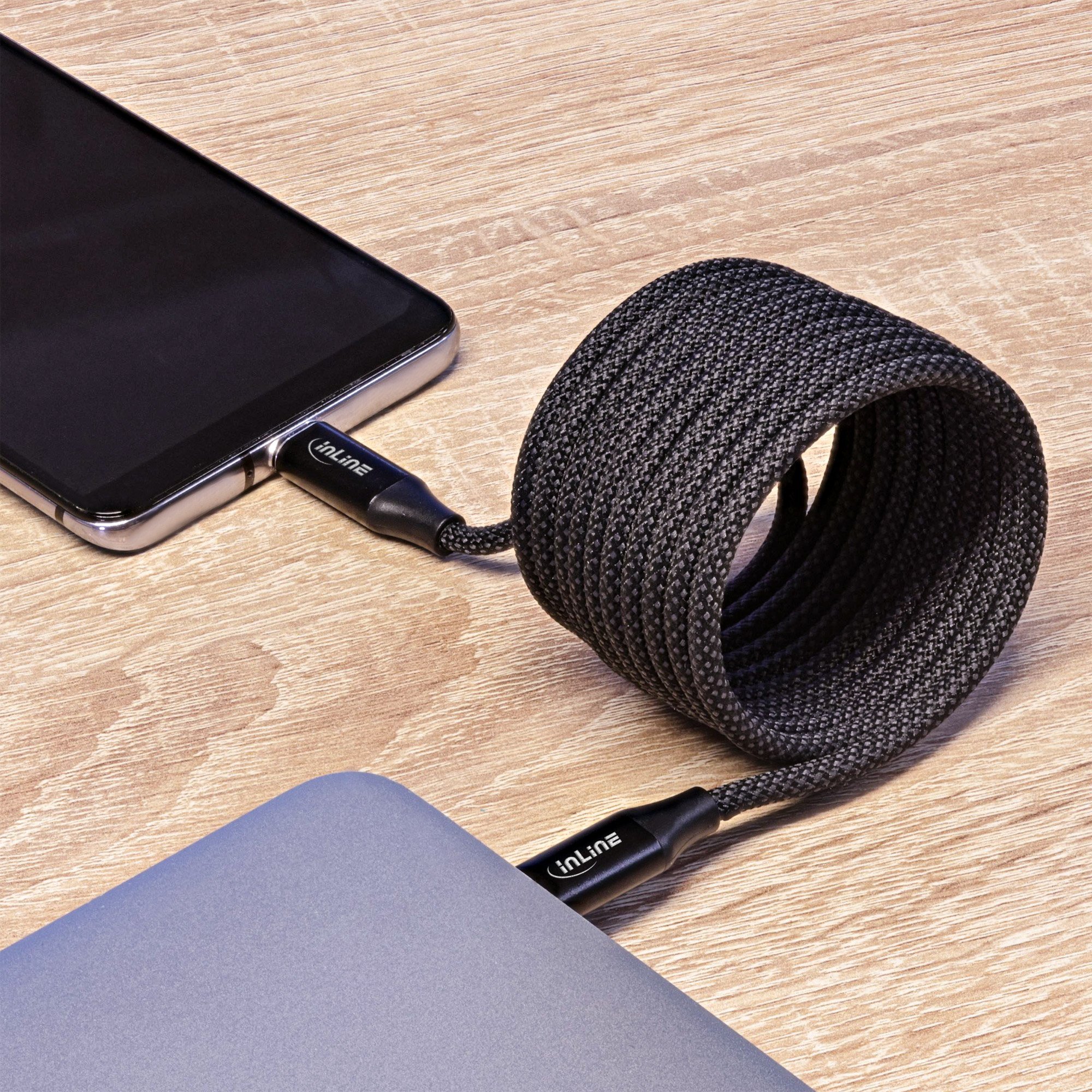 Kabllo magnetik USB C InLine, 100W, 1.5m, i zi