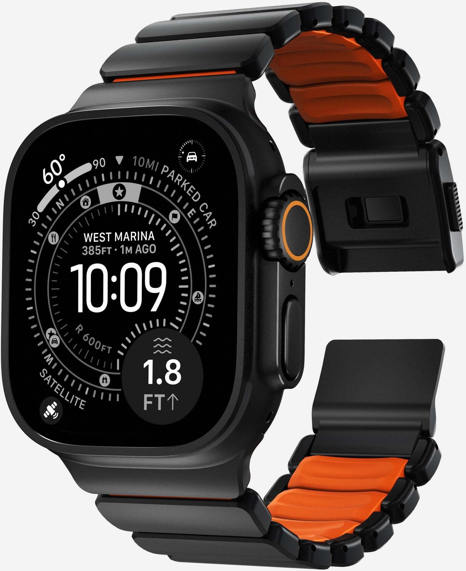Rrip për Apple Watch Stratos Band 49mm, titanium i zi, Ultra Orange