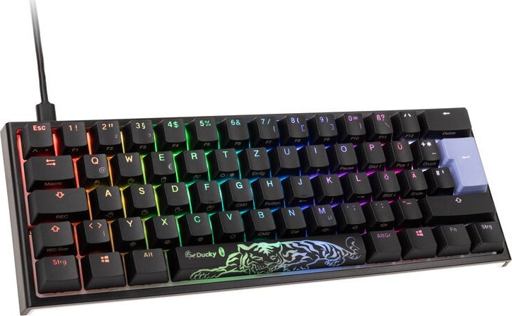 Tastierë gaming Ducky One 2 Pro Mini, 60%, RGB, Cherry MX Blue, e zezë e bardhë
