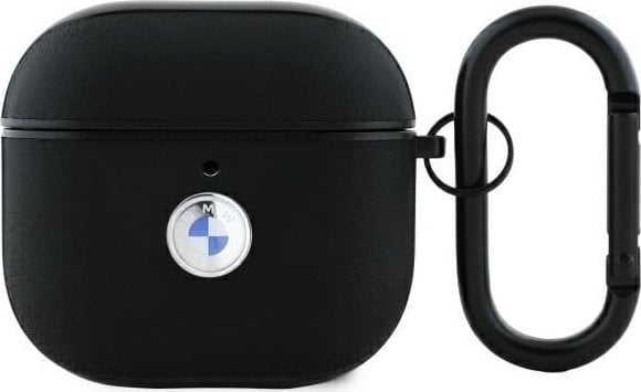 Mbulesë kufjesh BMW Genuine Leather për AirPods 4, lëkurë natyrale, me karabinë, e zezë
