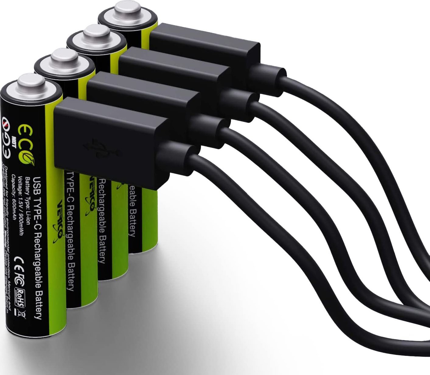 Bateri rikarikuese Verico LoopEnergy USB C, Li ion, 600mAh, set 4 copë