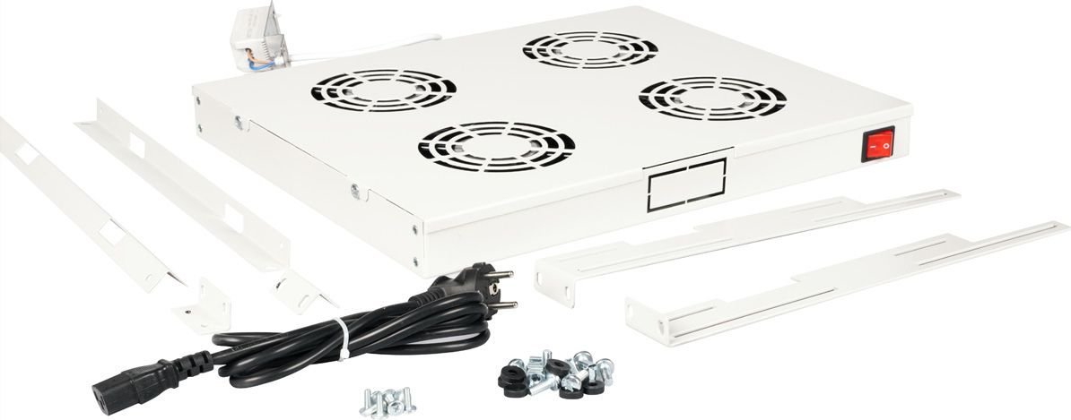 Njësi ventilatori tavani për rack ROLINE Roof Fan Unit 4, për kabinete 19", me termostat, gri