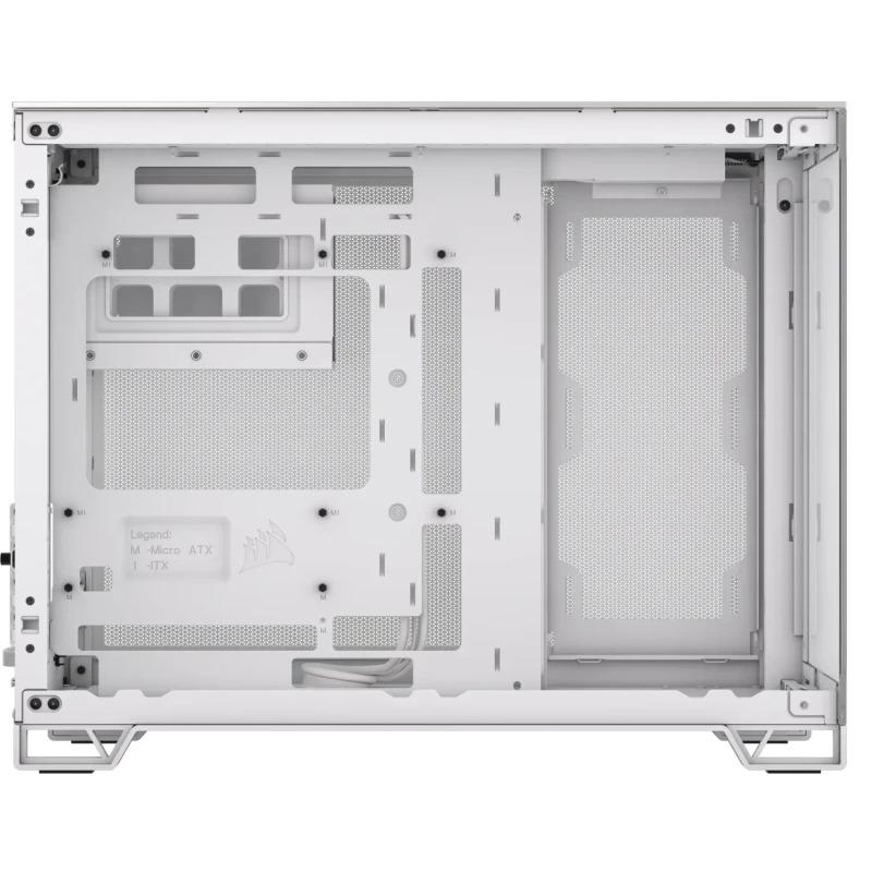 Kуќиште за компјутер Corsair 2500X, Micro ATX, калено стакло, бело сиво сатен