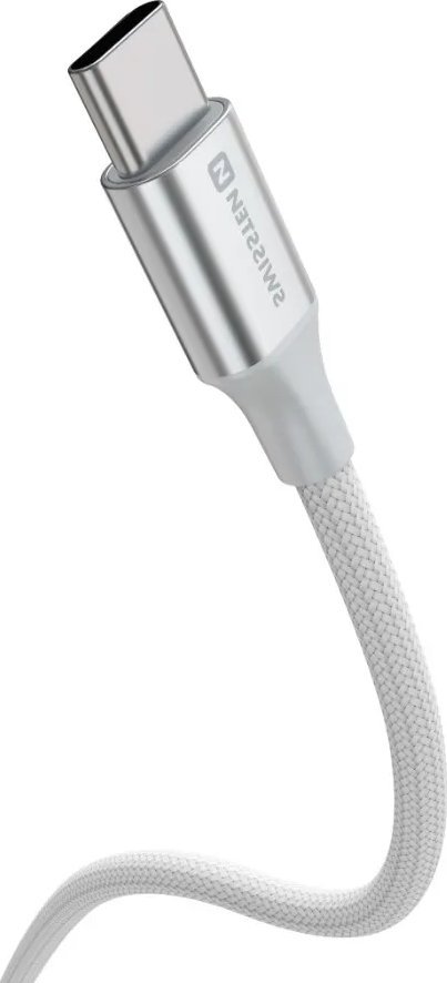 Kabllo USB Swissten Textile II, USB në USB C, 1.5m, 60W, e bardhë