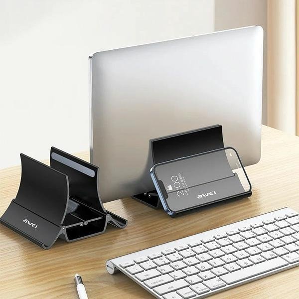 Stendë gravitacionale për laptop Awei X32, ABS, me silikon mbrojtës, e zezë