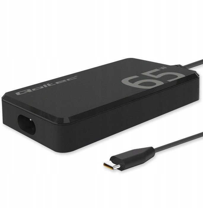 Karikues rrjeti Qoltec GaN Fast Slim D, 65W, USB C 3.1, i zi
