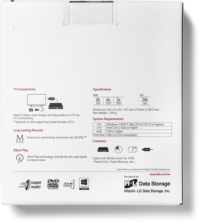 Drive optik Hitachi GP57ES40, i jashtëm, i argjendtë