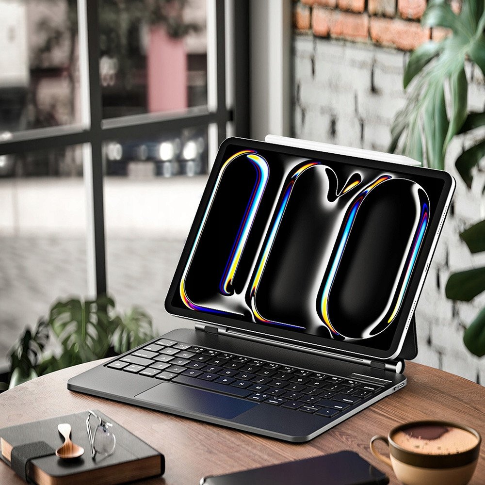 Mbulesë me tastierë Bluetooth Duxducis për iPad Pro 11" 5th Gen 2024, magnetike, e zezë
