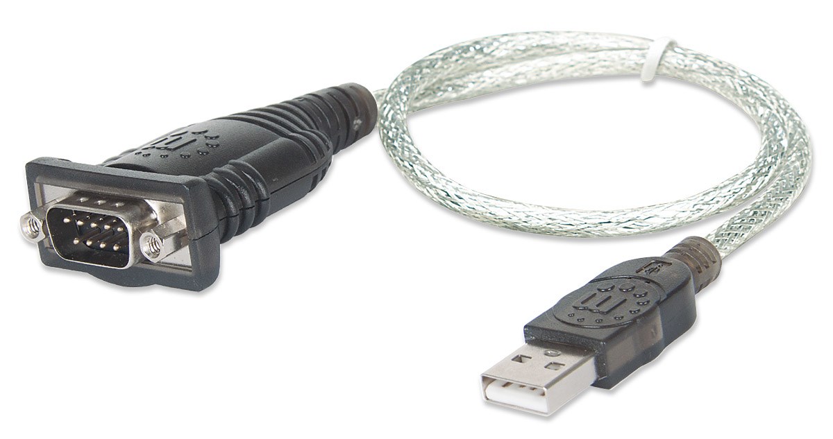 Kabllo konvertuese USB A në RS232 Manhattan, 0.45 m, transparente