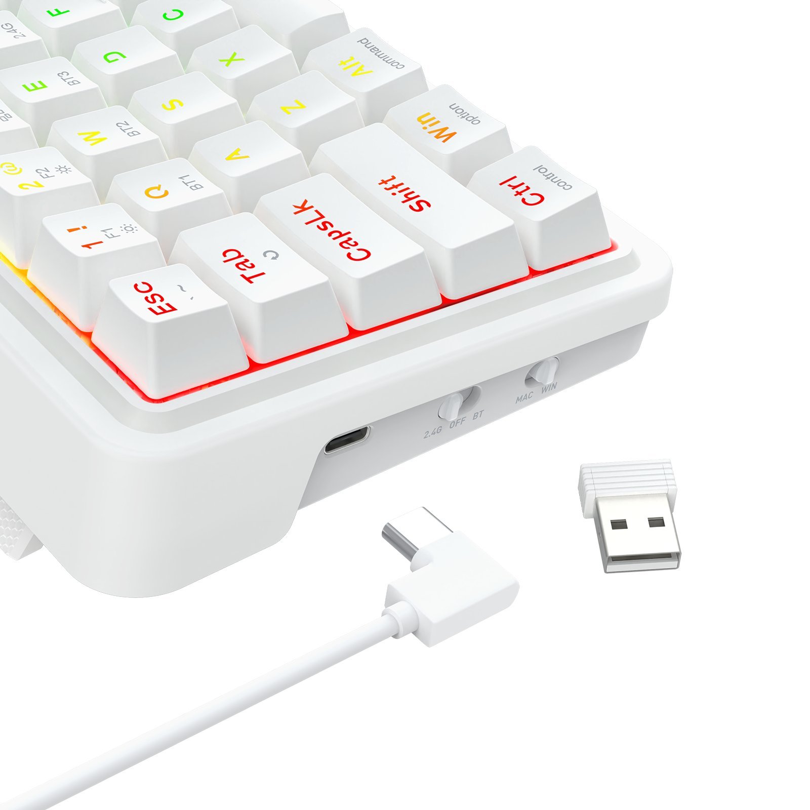 Tastierë mekanike Redragon K730W RGB Pro Draconic V2, 61 taste, wireless, e bardhë