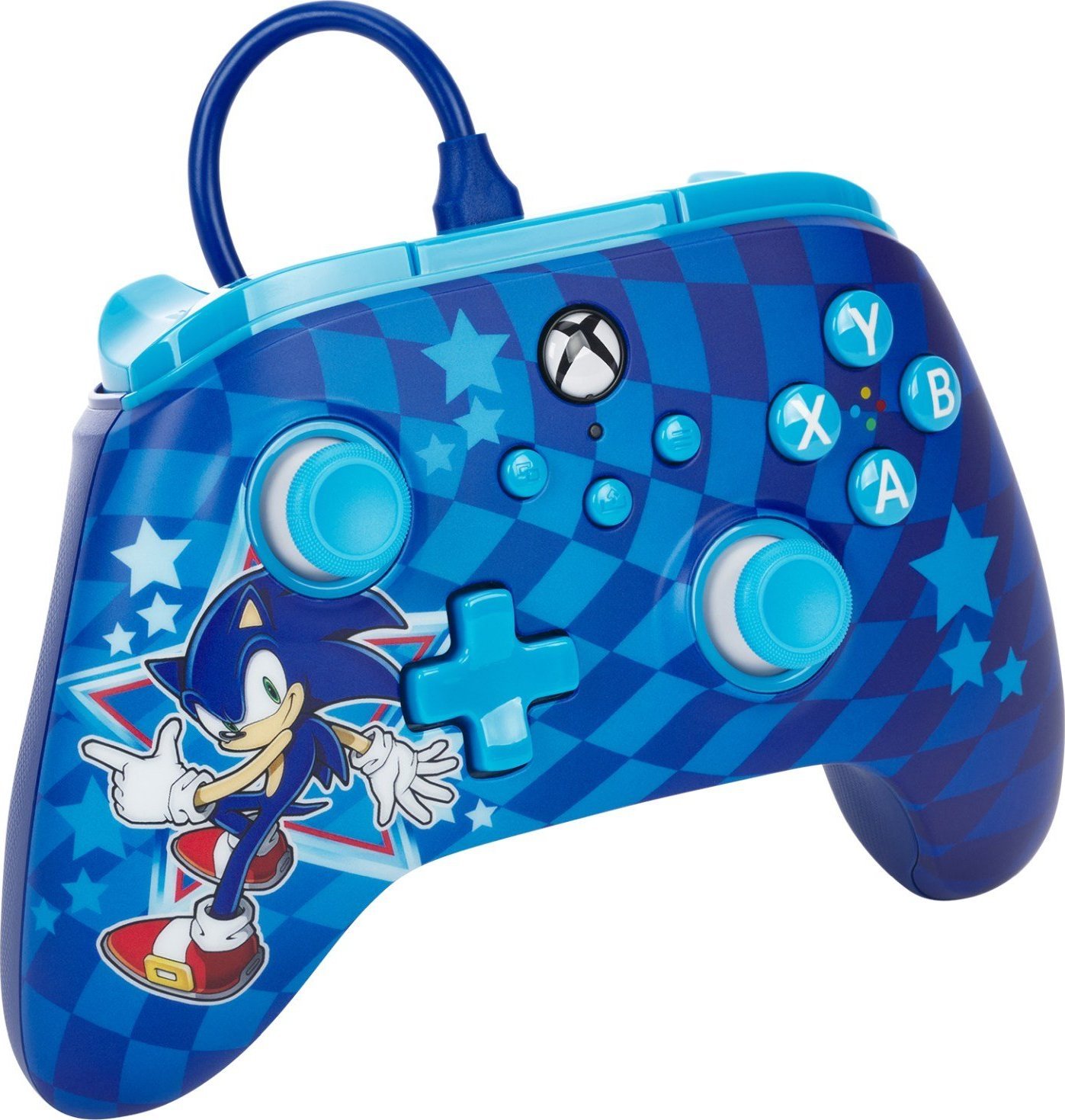 Gamepad PowerA XBGP0229-01, me kabllo USB, për Xbox Series X S, blu kuqe bardhë