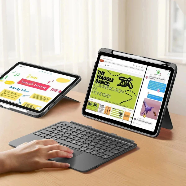 [OUTLET] Mbrojtëse me tastierë ESR Flex për iPad Air (4/5th gen), iPad Air 11" (M2/3), e hirtë e errët