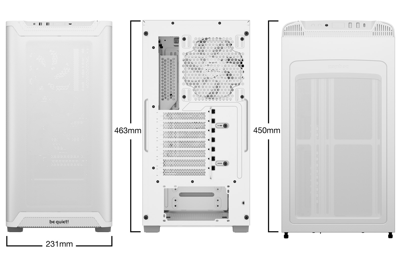 Kornizë gaming Be quiet Pure Base 501 Airflow, mid tower, xham i temperuar, e bardhë