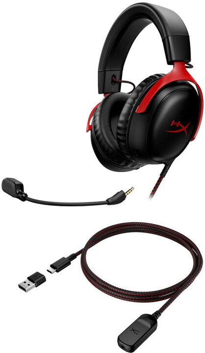 Kufje HyperX Cloud III - të zeza/ kuqe