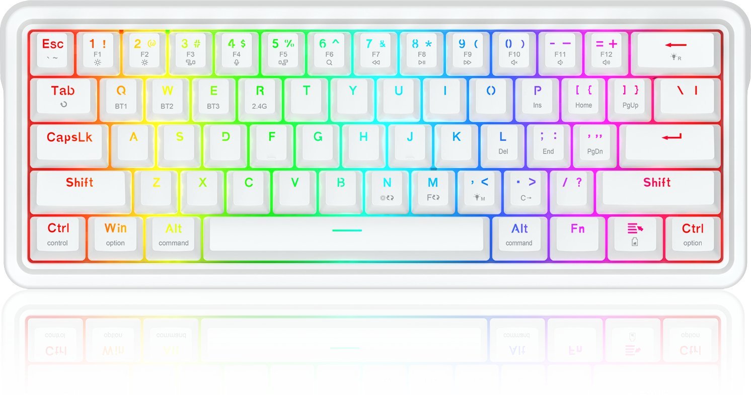 Tastierë mekanike Redragon K730W RGB Pro Draconic V2, 61 taste, wireless, e bardhë