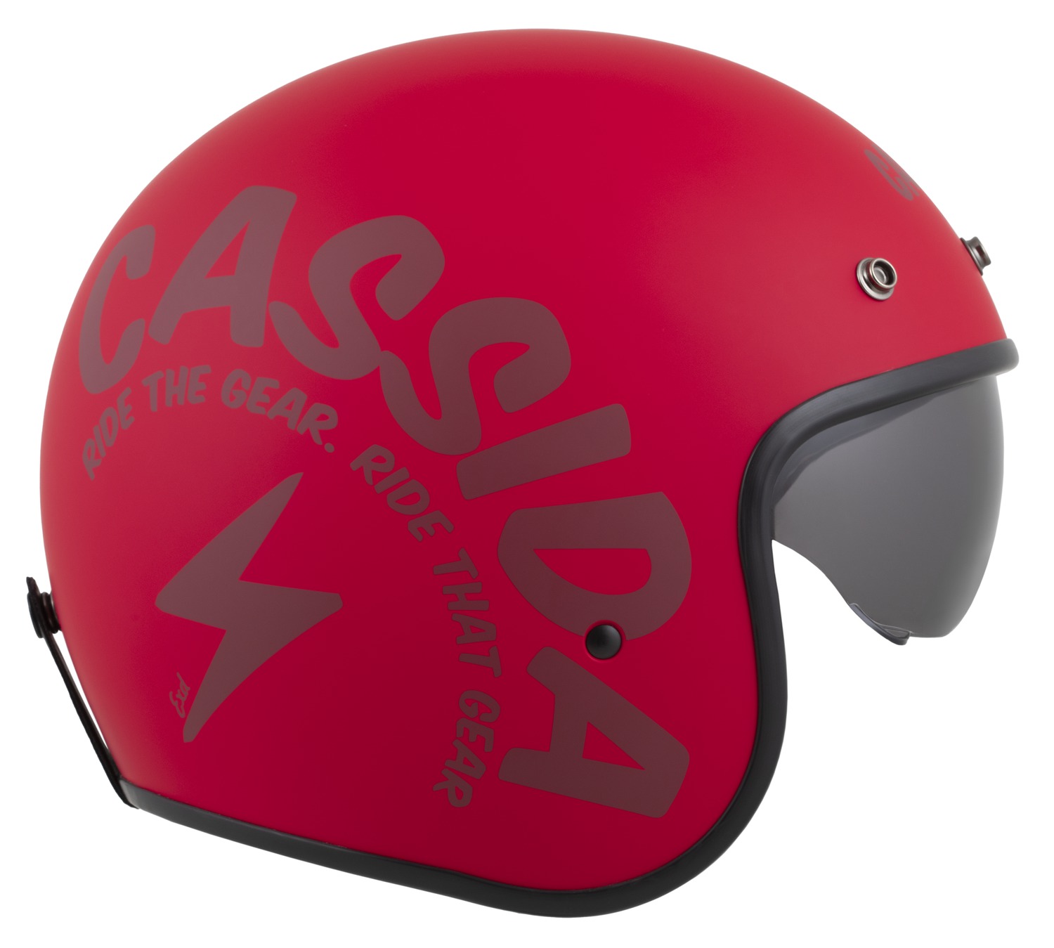 Helmetë moto CASSIDA Oxygen 2.0 Gear, polikarbonat, vizor dielli, e kuqe matte e kuqe e errët